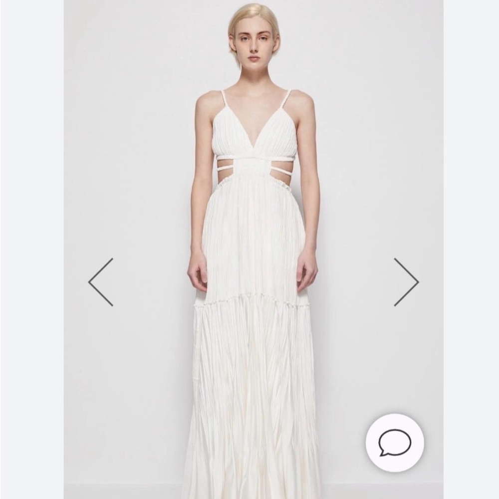 Jonathan Simkhai Liz Pleated Gown White Bridal Cutouts Maxi